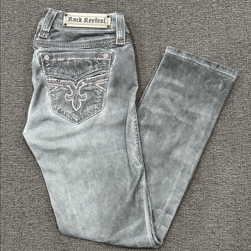 Rock Revival Boris Light Gray Denim Crop Size 27